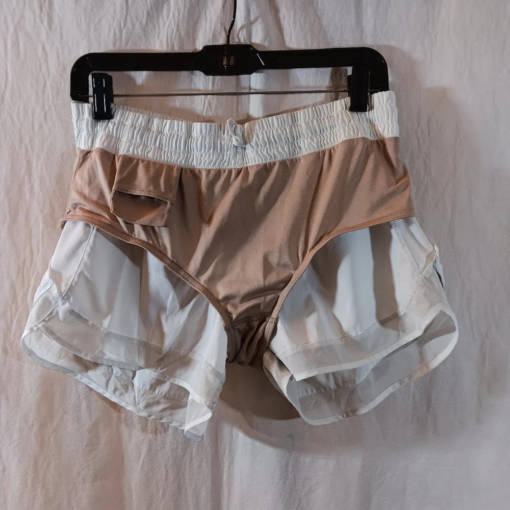 Athleta Womens Medium White Short Mesh Racer Run Mid Rise 4 inch Briefs Lining